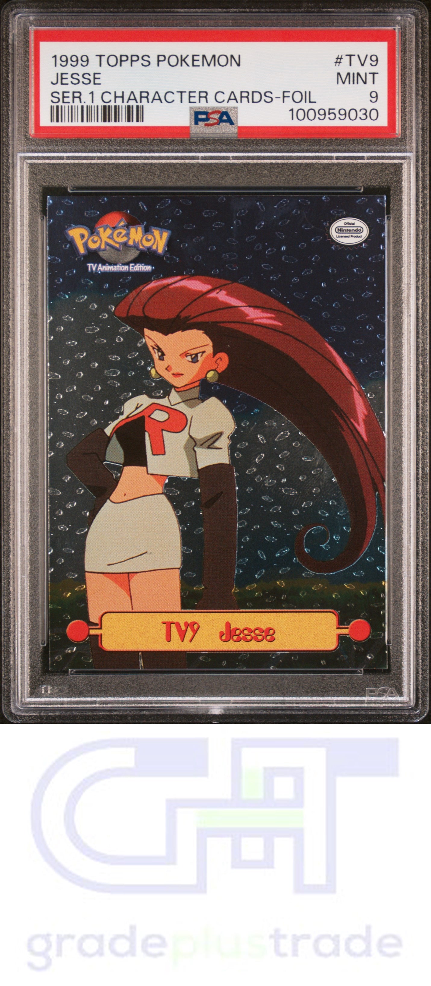 1999 Topps Pokemon Series 1 Character Cards #TV9 Foil Jesse PSA 9