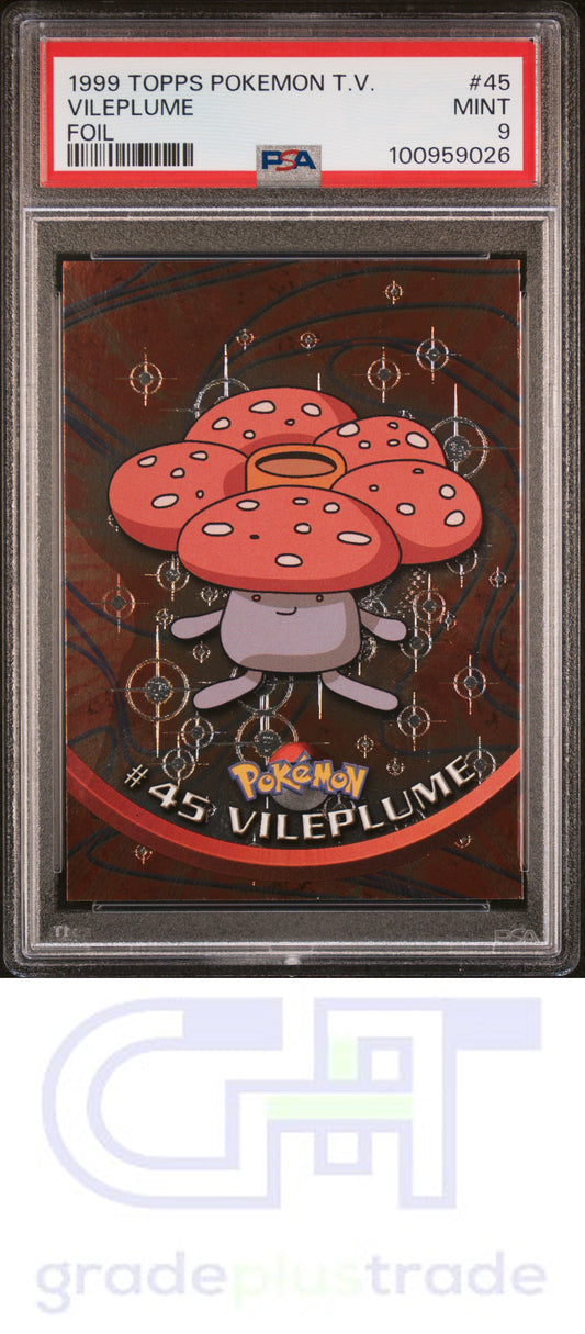 1999 Topps Pokemon Tv #45 Foil Vileplume PSA 9