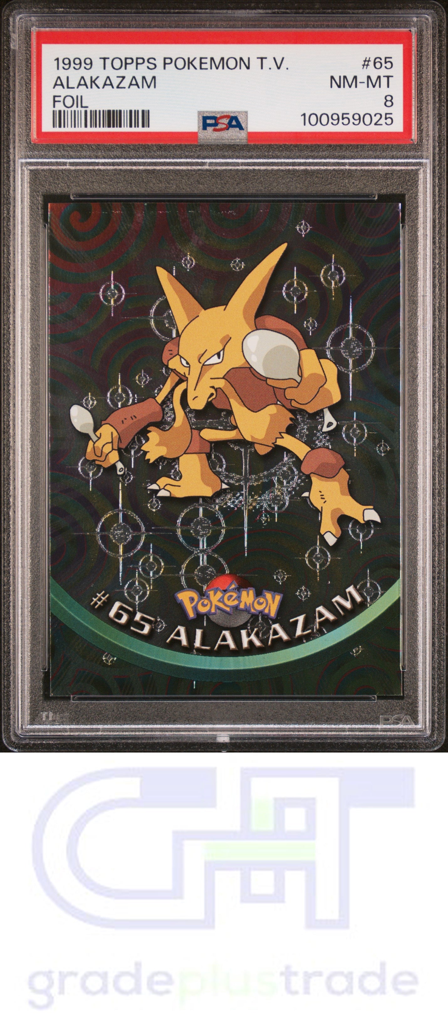 1999 Topps Pokemon Tv #65 Foil Alakazam PSA 8