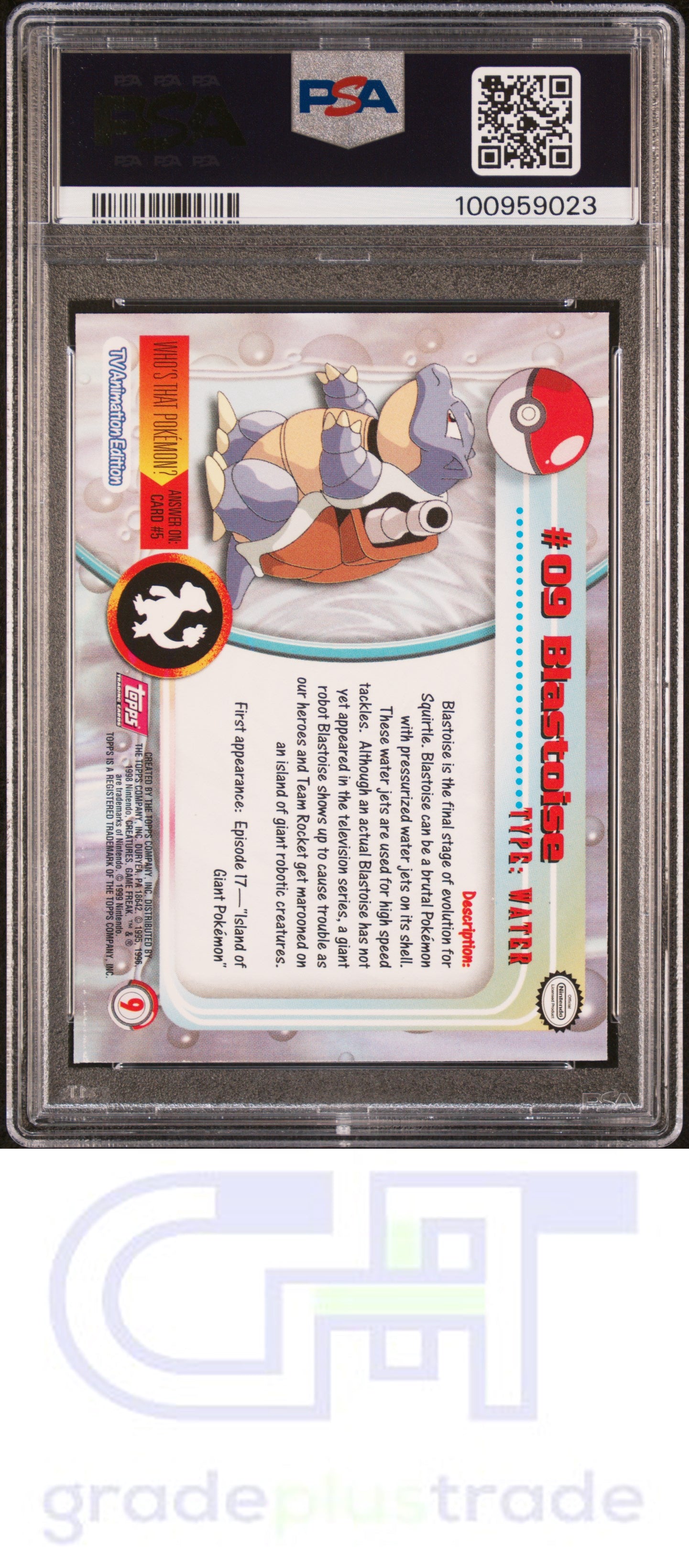 1999 Topps Pokemon Tv #9 Blastoise PSA 9