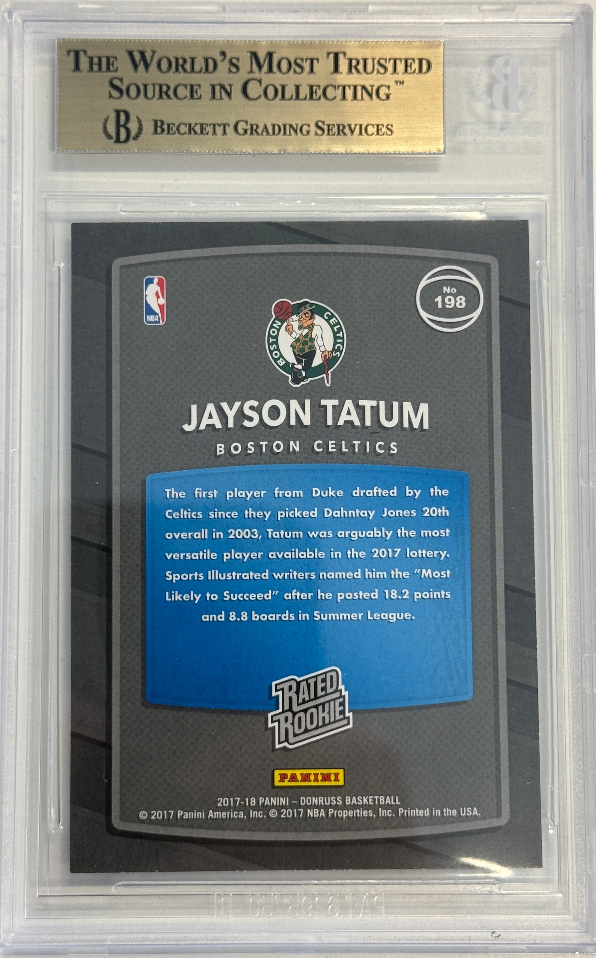 2017-18 Donruss #198 Jayson Tatum RR RC BGS 9.5 (1131)