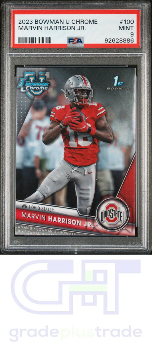 2023 Bowman University Chrome #100 Marvin Harrison Jr. PSA 9