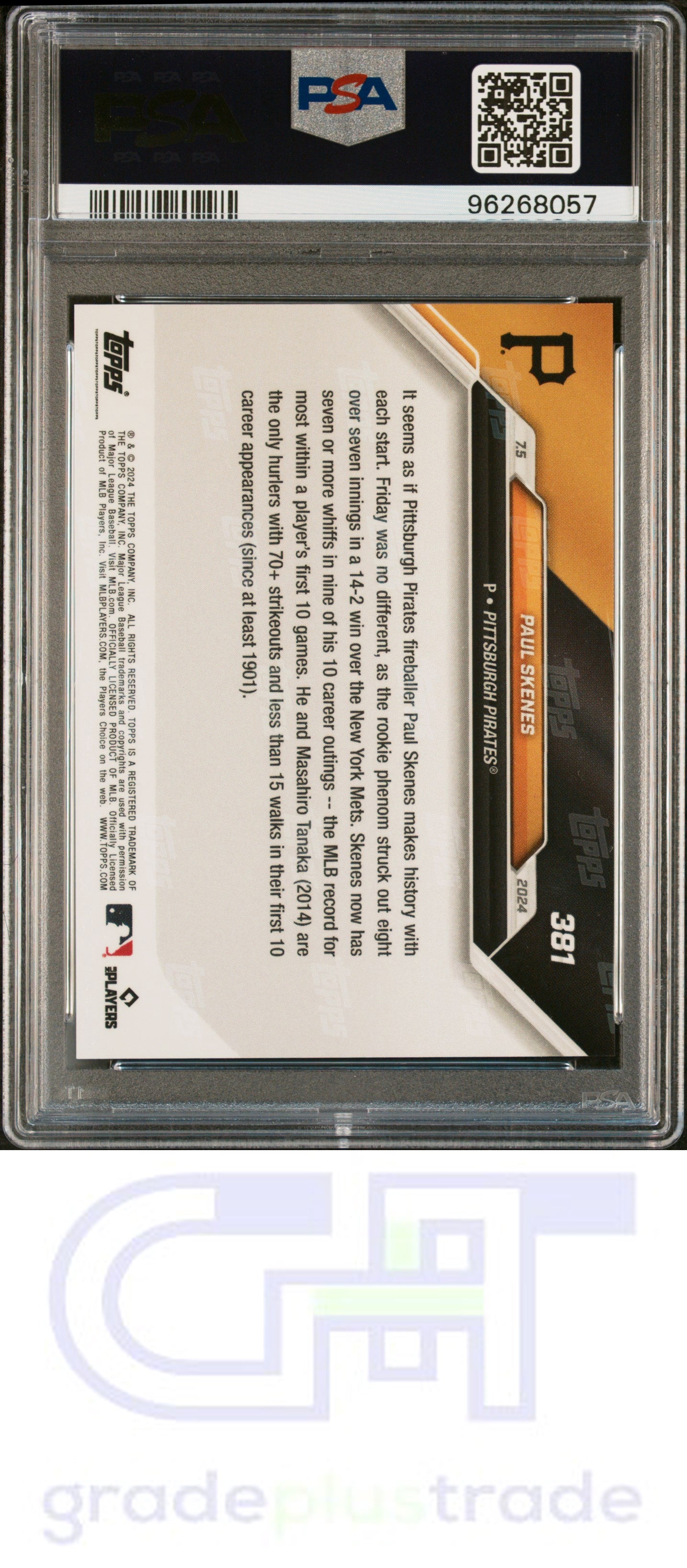 2024 Topps Now #381 Paul Skenes RC PSA 10