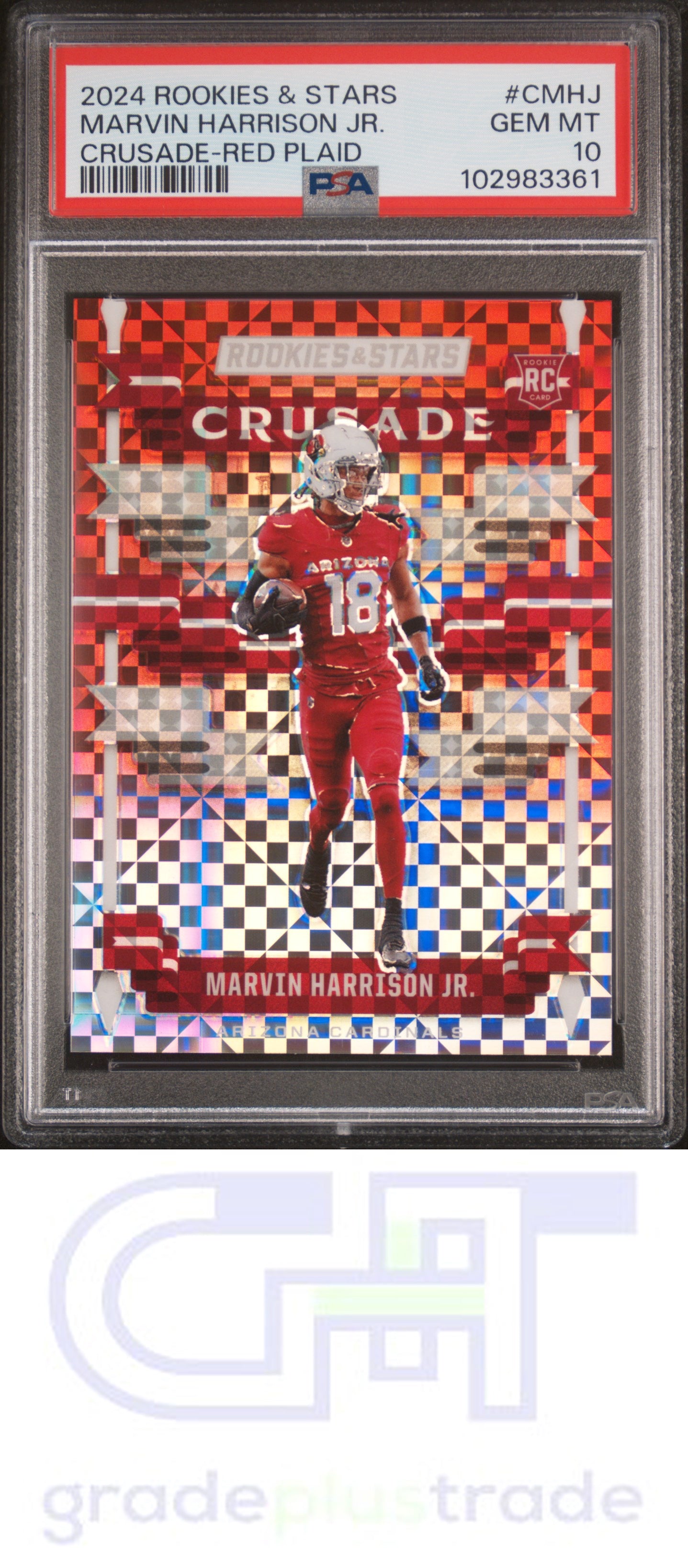 2024 Panini Rookies & Stars Crusade Red Plaid Marvin Harrison Jr. RC PSA 10