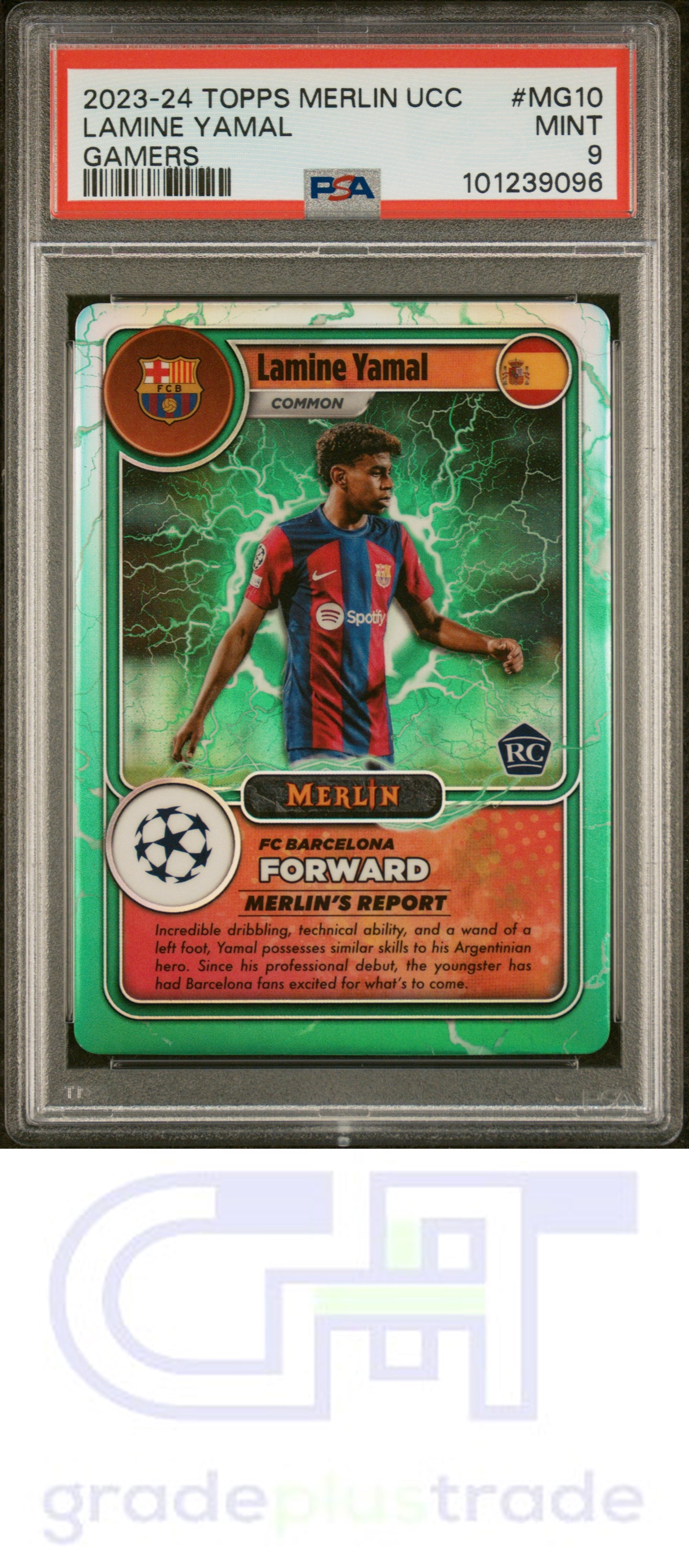 2023-24 Topps Merlin Uefa Club Competitions Merlin's Gamers Lamine Yamal PSA 9