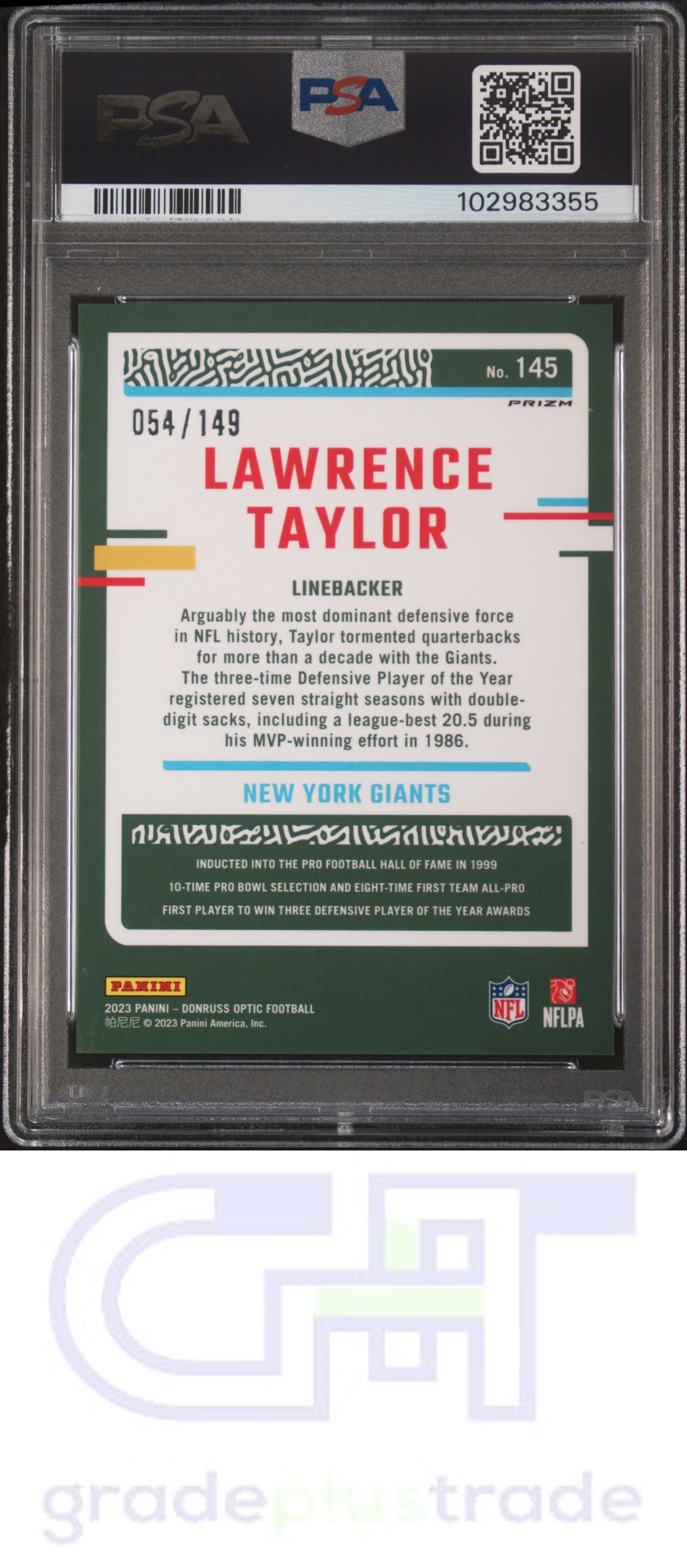 2023 Panini Donruss Optic #145 Flex Lawrence Taylor PSA 9