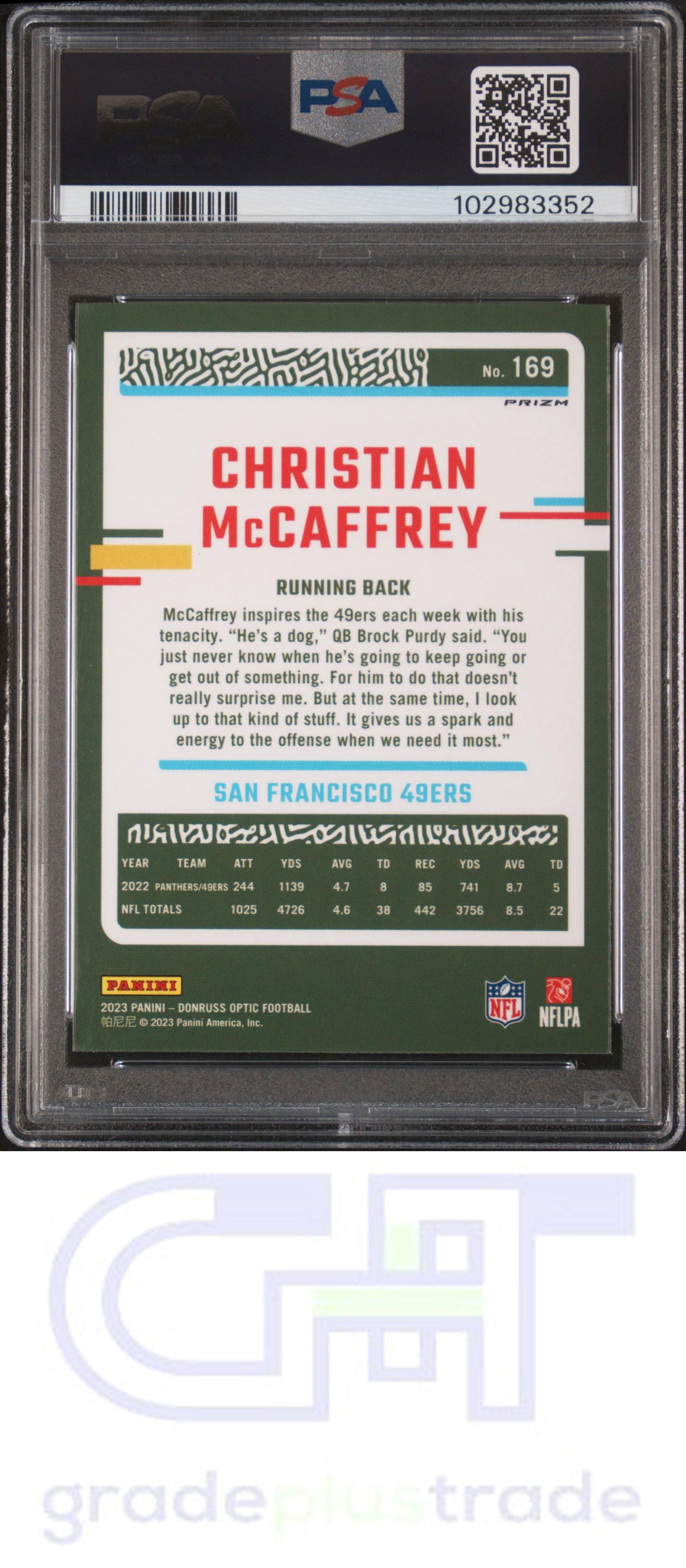 2023 Panini Donruss Optic #169 Rocket Christian Mccaffrey PSA 9