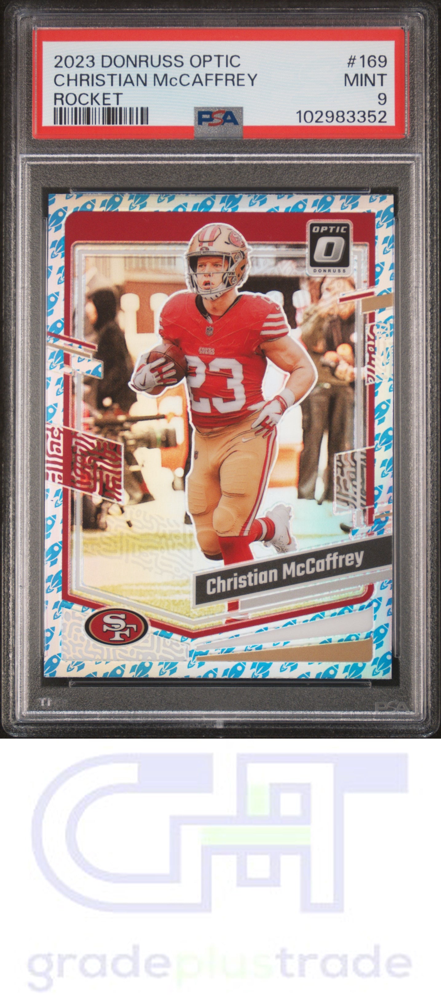 2023 Panini Donruss Optic #169 Rocket Christian Mccaffrey PSA 9