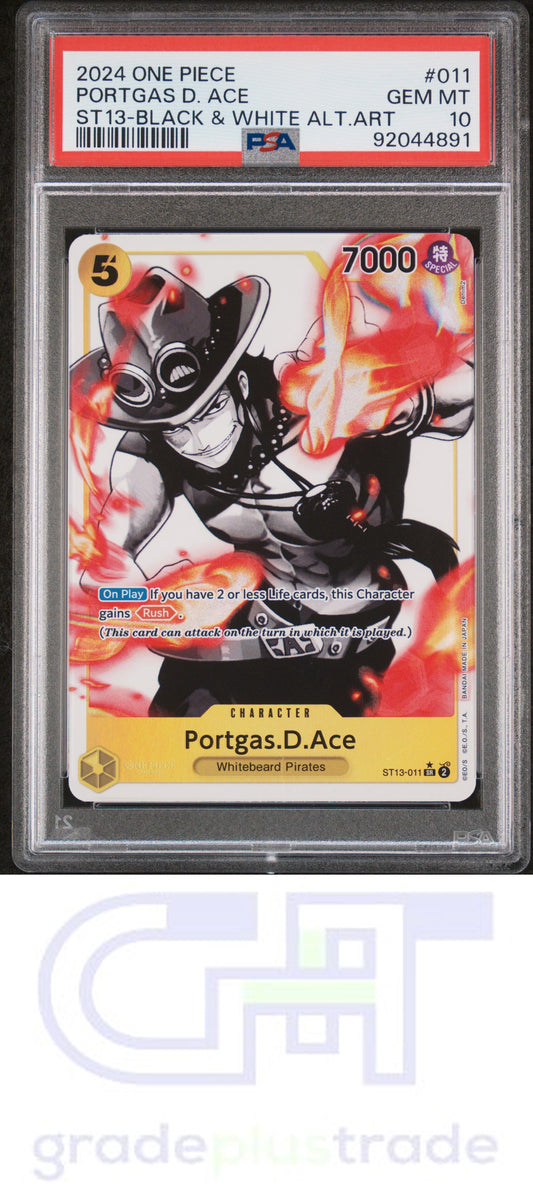 2024 One Piece Ultra Deck St13-Black & White Alt.Art Portgas D. Ace PSA 10