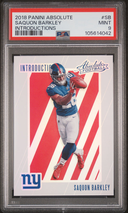 2018 Panini Absolute Introductions #SB Saquon Barkley RC PSA 9