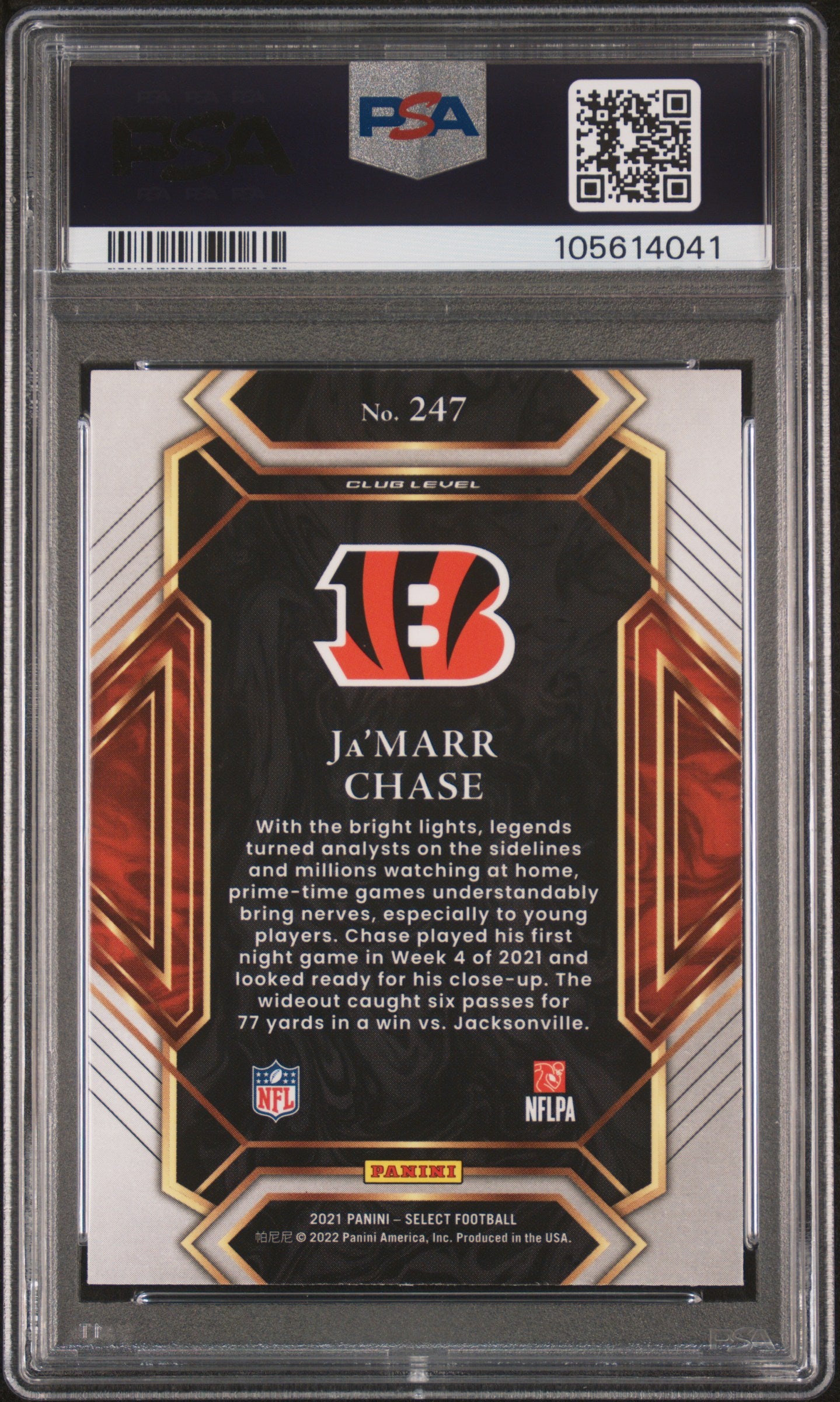 2021 Panini Select #247 Ja'Marr Chase RC PSA 10