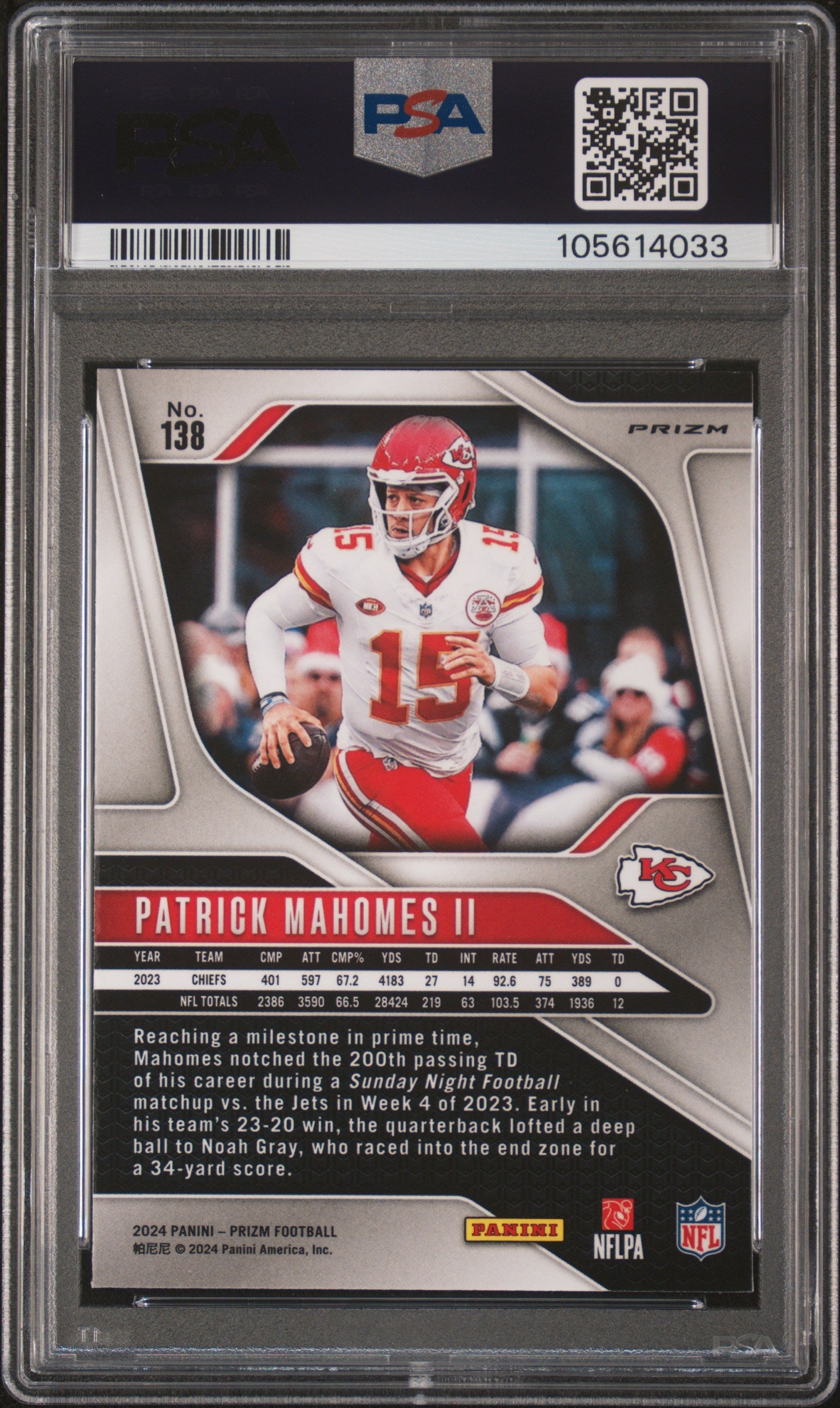 2024 Panini Prizm #138 Silver Prizm Patrick Mahomes Ii PSA 9