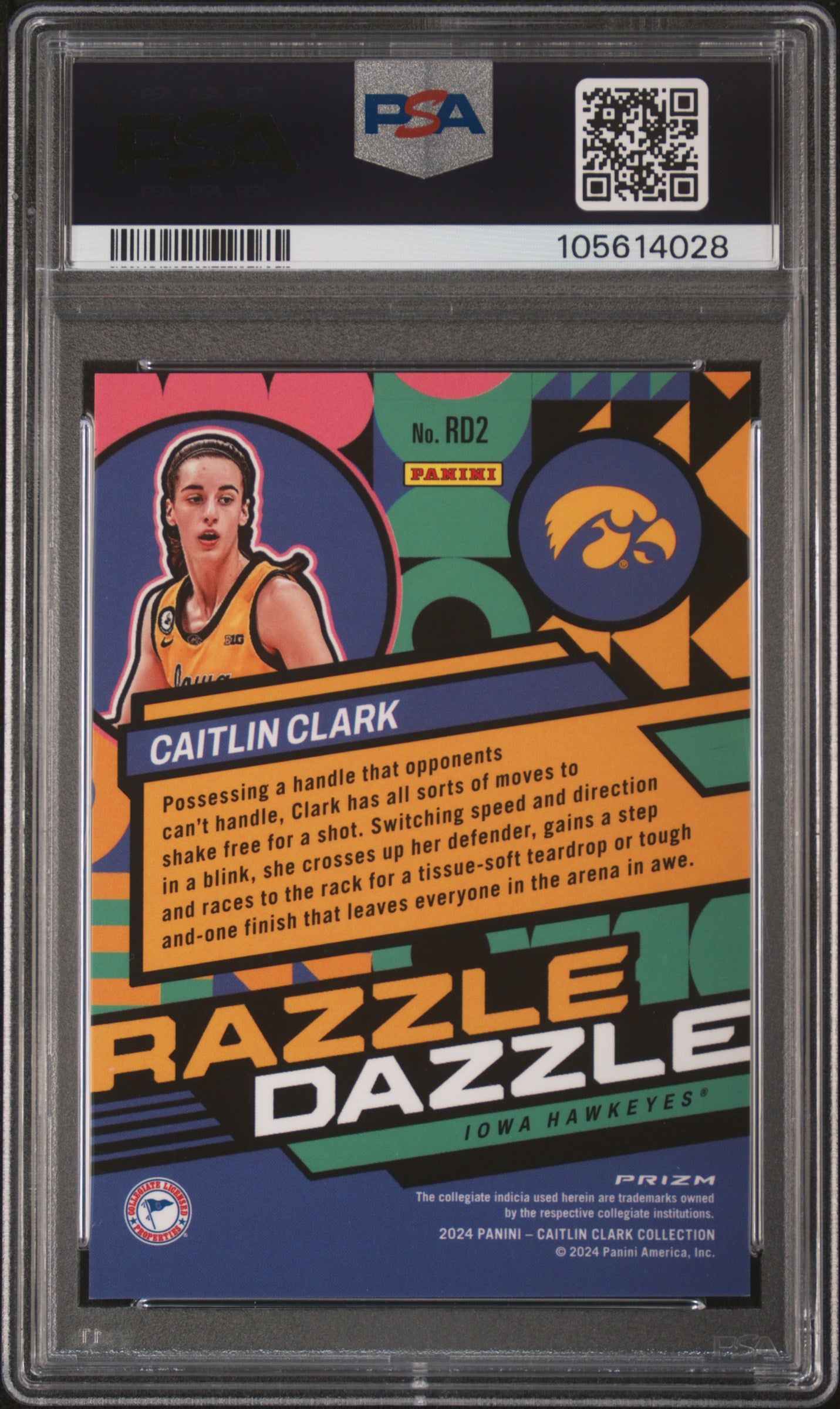 2024 Panini Caitlin Clark Collection Razzle Dazzle #RD2 Caitlin Clark RC PSA 9