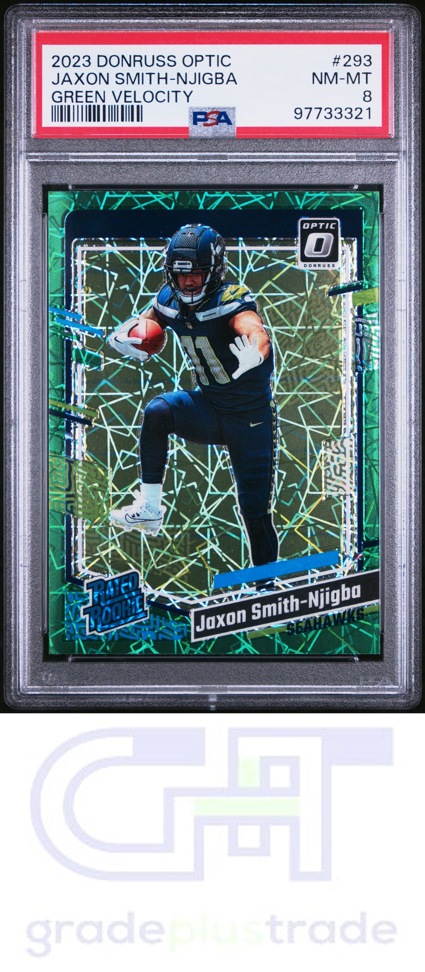 2023 Panini Donruss Optic #293 Green Velocity Jaxon Smith-Njigba PSA 8