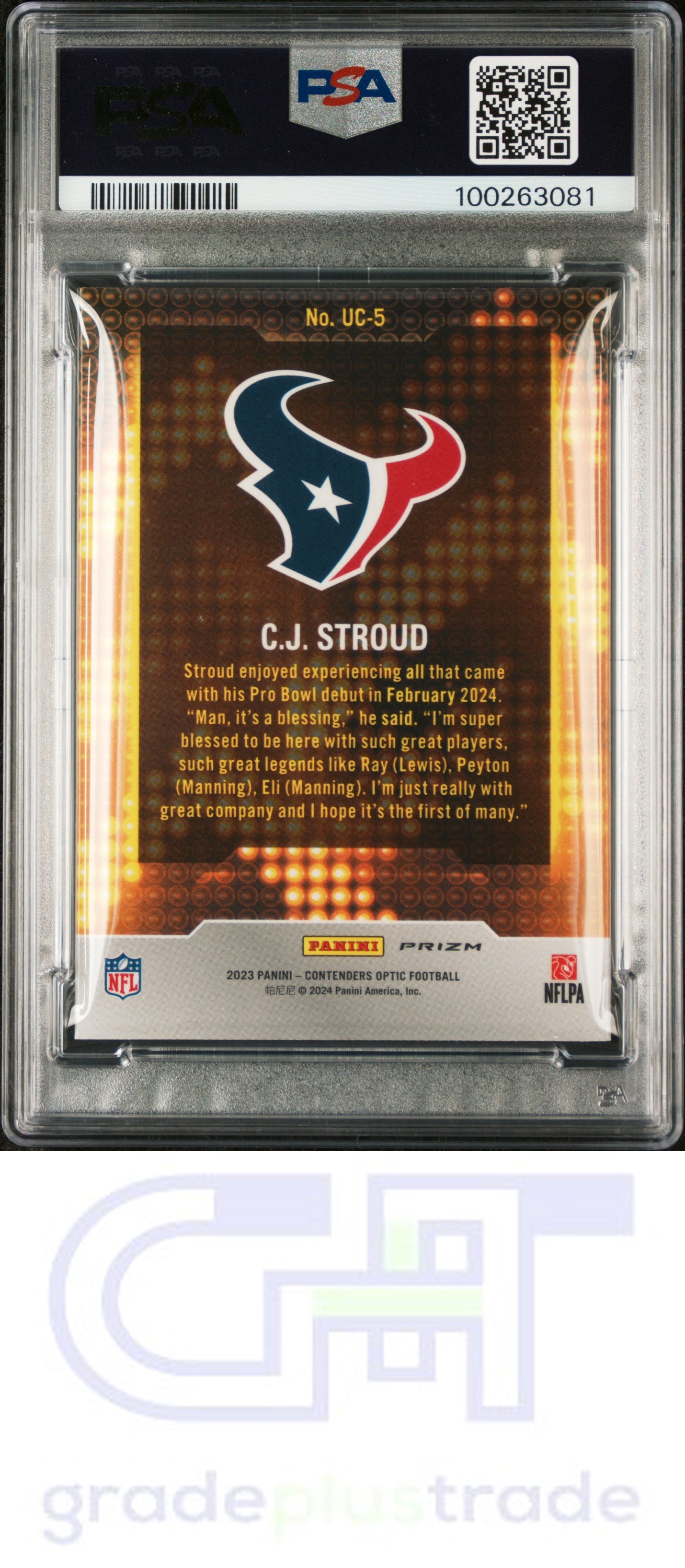 2023 Panini Contenders Optic Up And Coming #UC5 Cj Stroud PSA 10