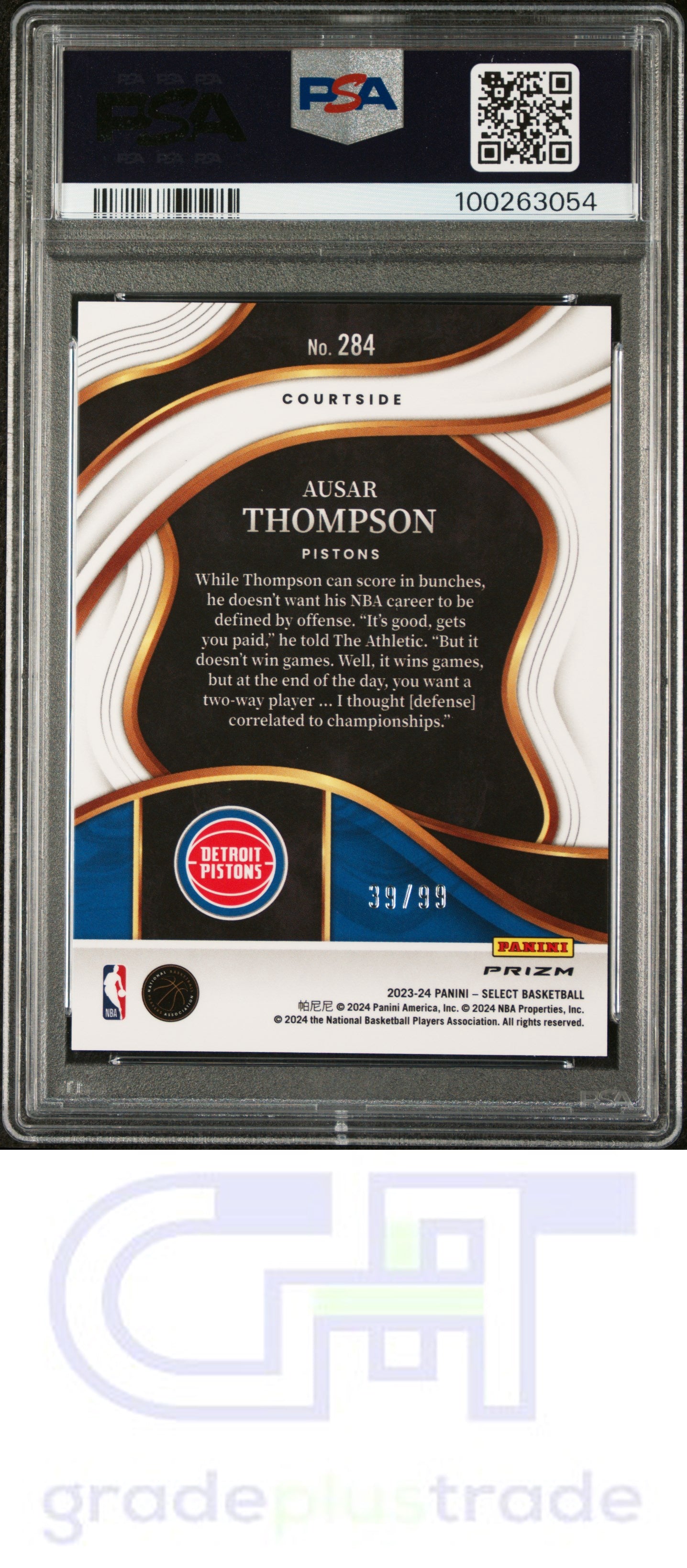 2023 Panini Select #284 Blue Flash Ausar Thompson RC #'d /99 PSA 10