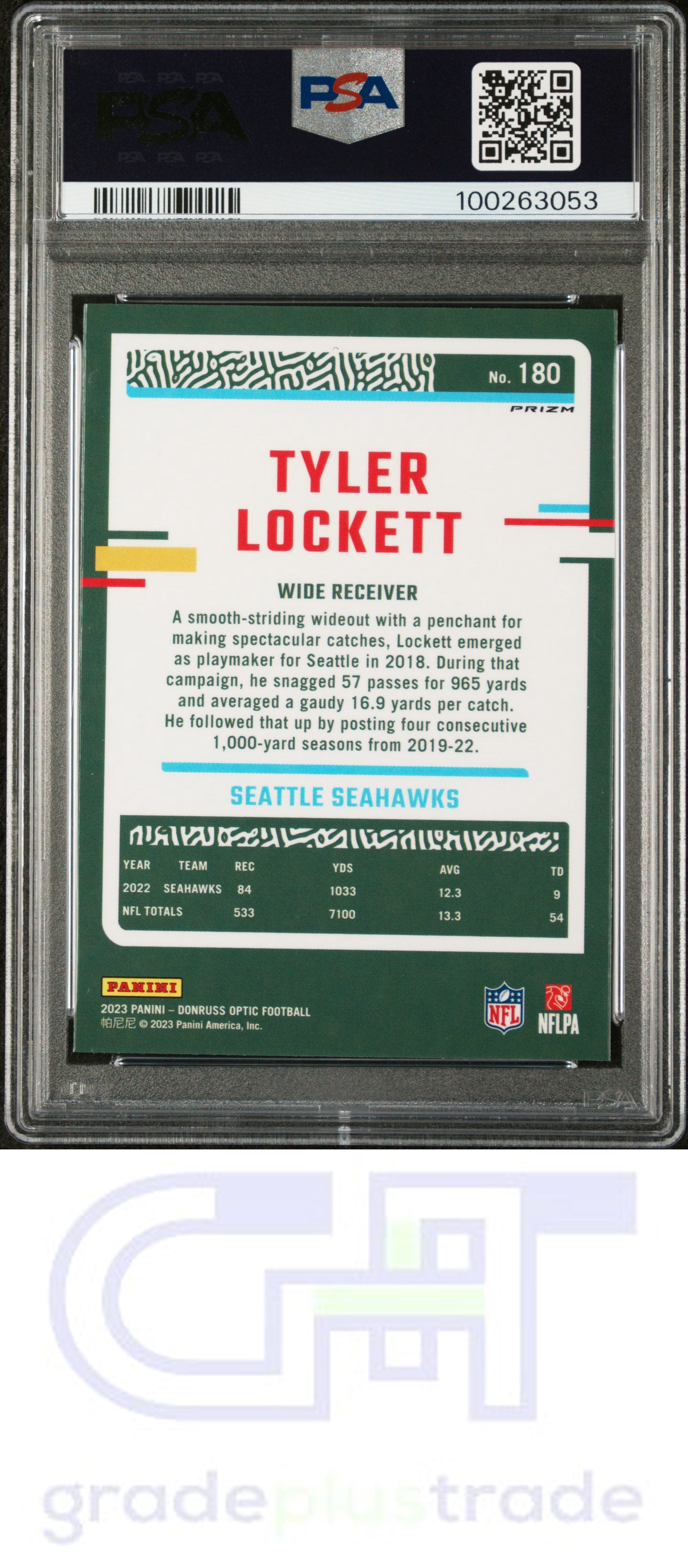 2023 Panini Donruss Optic #180 One Hundred Tyler Lockett PSA 10