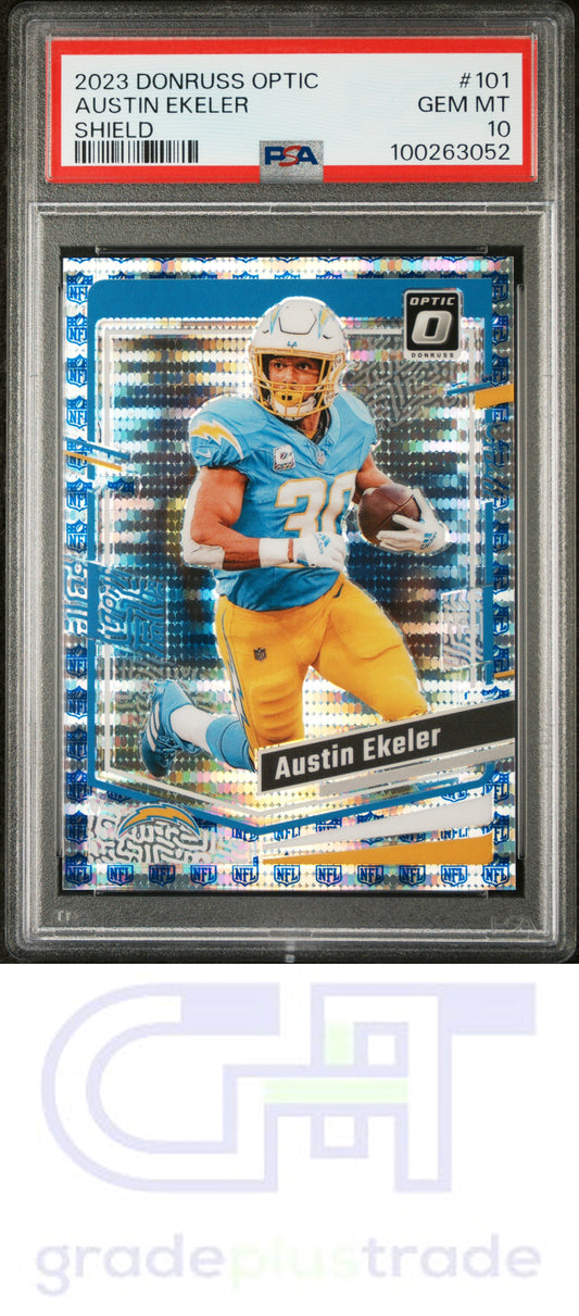 2023 Panini Donruss Optic #101 Shield /32 Austin Ekeler PSA 10