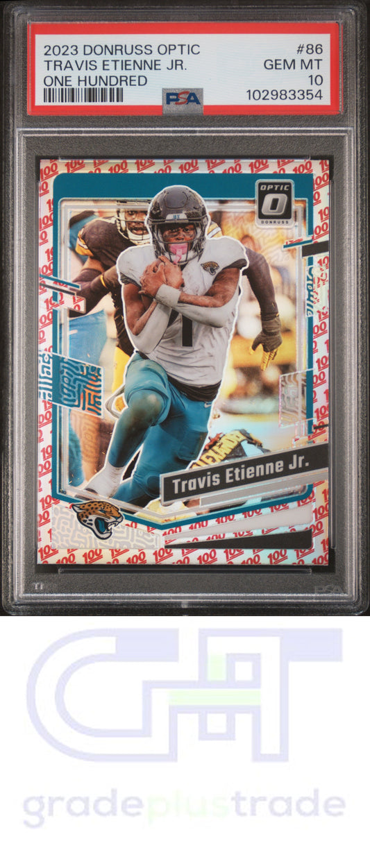 2023 Panini Donruss Optic #86 One Hundred Travis Etienne Jr. PSA 10