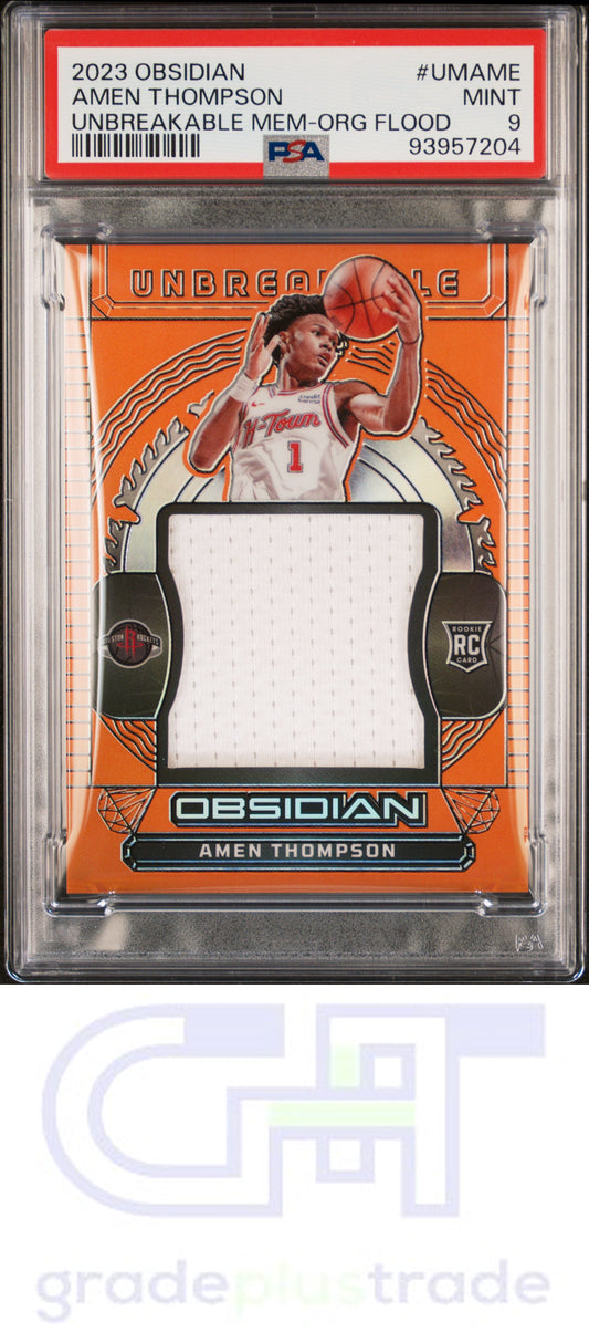 2023 Panini Obsidian Unbreakable Memorabilia Flood Amen Thompson /99 RC PSA 9