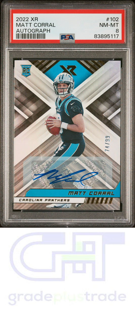 2022 Panini Xr #102 Autograph Matt Corral RC /99 PSA 8