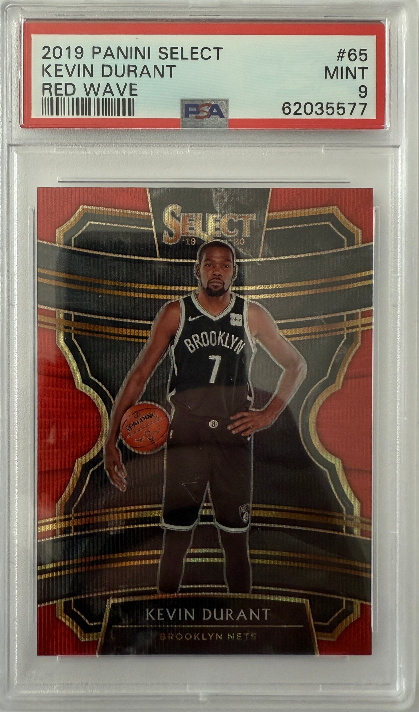 2019 Panini Select #65 Red Wave Kevin Durant PSA 9