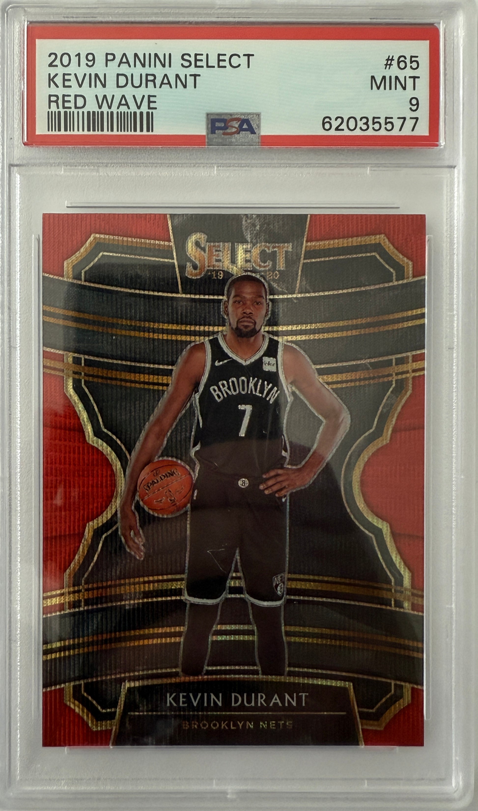 2019 Panini Select #65 Red Wave Kevin Durant PSA 9