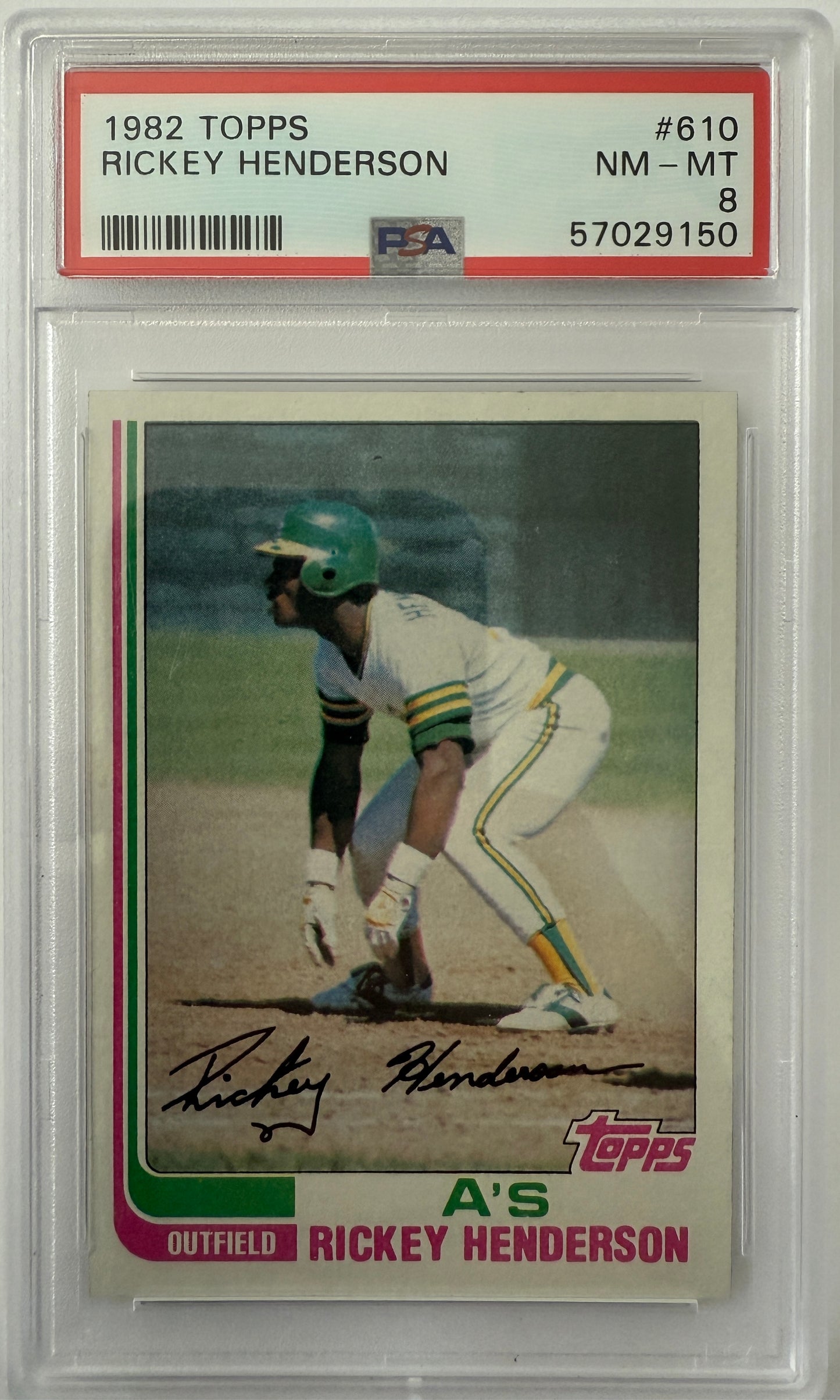 1982 Topps #610 Rickey Henderson PSA 8