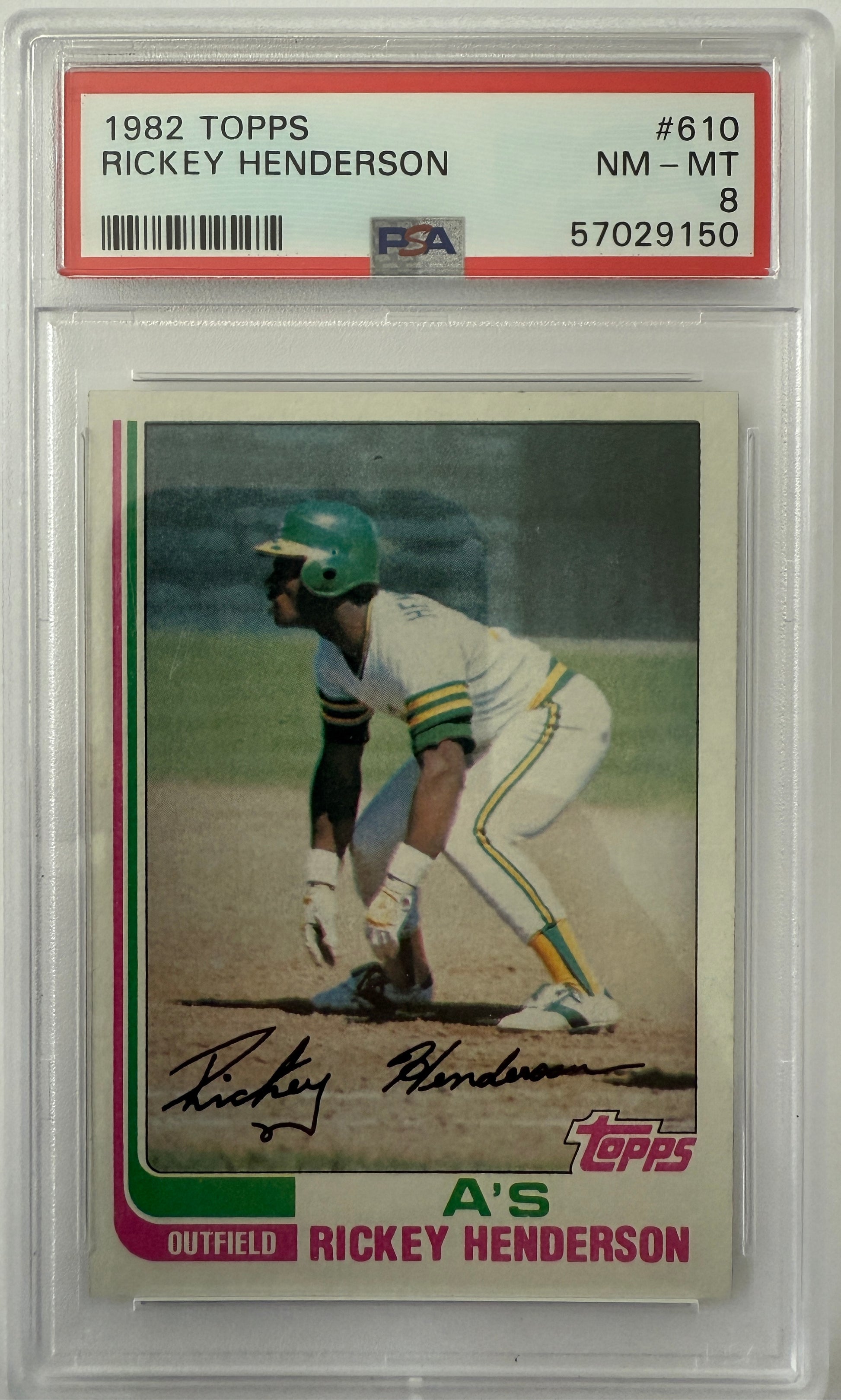 1982 Topps #610 Rickey Henderson PSA 8