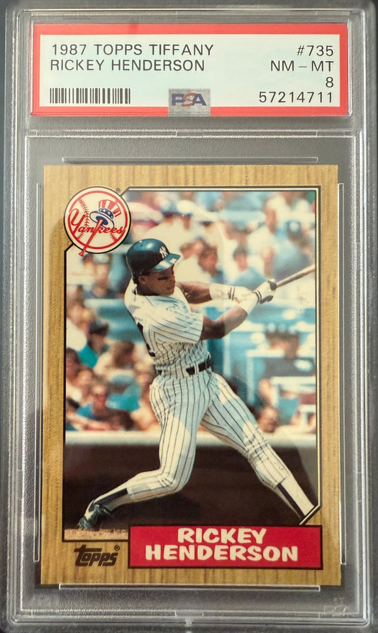 1987 Topps Tiffany #735 Rickey Henderson PSA 8