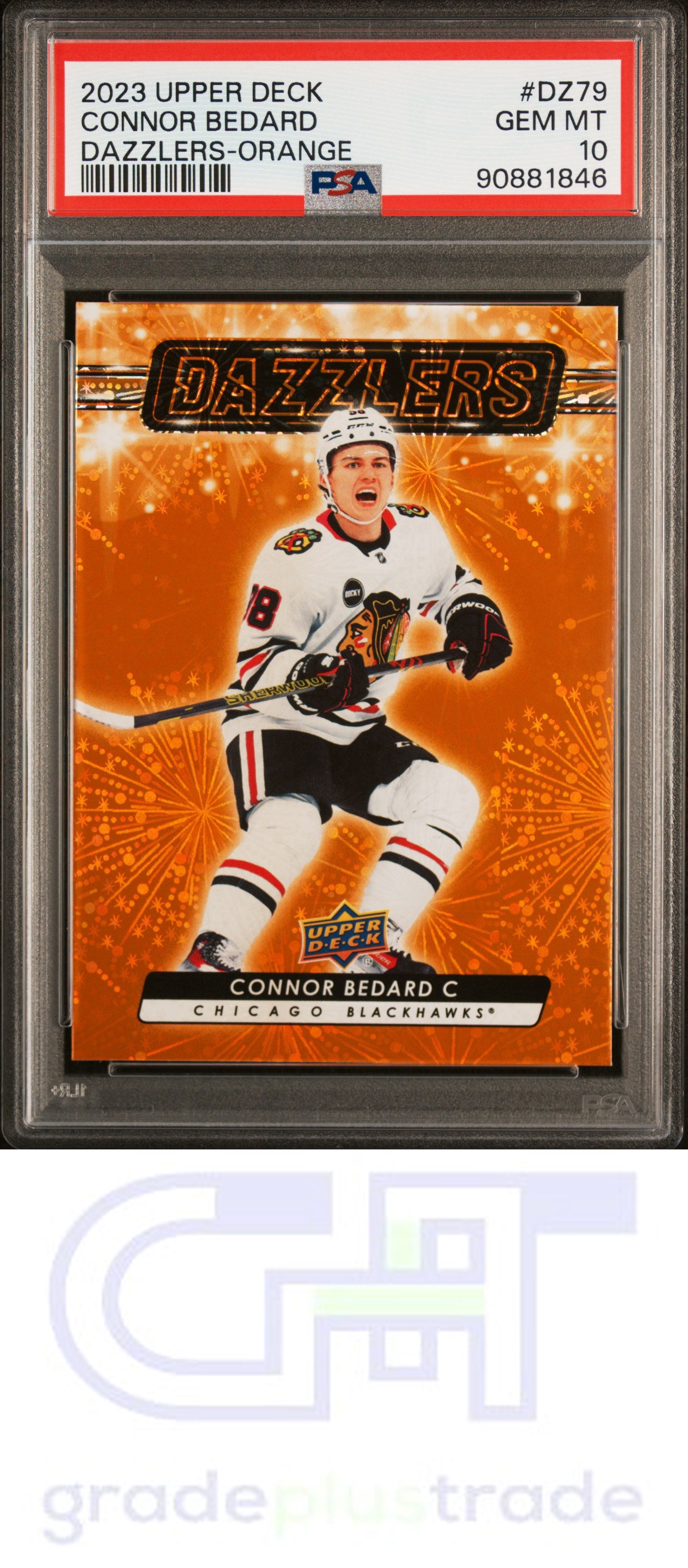 2023 Upper Deck Dazzlers #DZ79 Orange Connor Bedard RC PSA 10