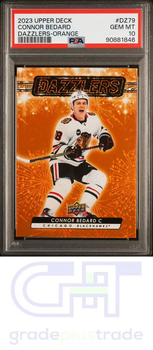 2023 Upper Deck Dazzlers #DZ79 Orange Connor Bedard RC PSA 10