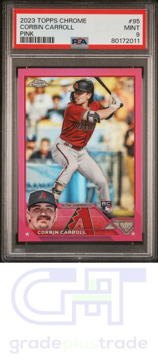 2023 Topps Chrome #95 Pink Refractor Corbin Carroll RC PSA 9