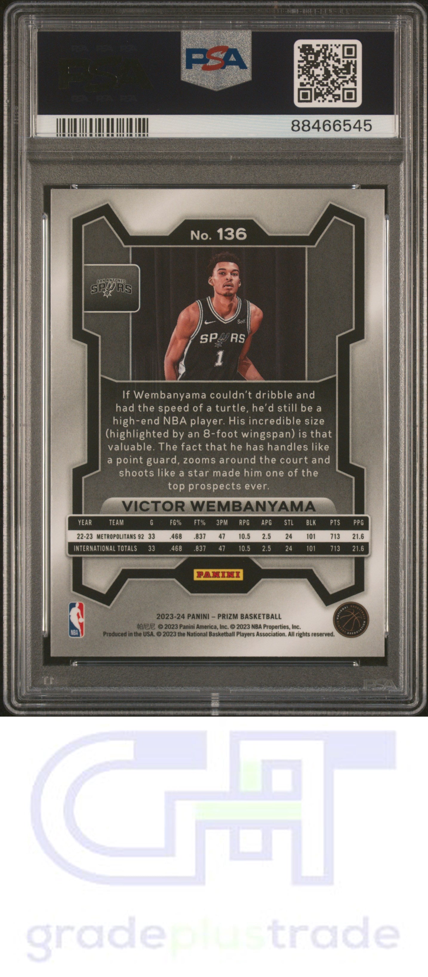 2023 Panini Prizm #136 Victor Wembanyama PSA 10