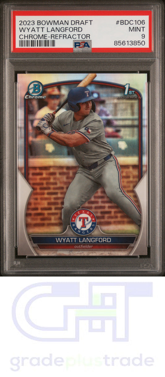 2023 Bowman Draft #BDC106 Chrome Refractor Wyatt Langford PSA 9