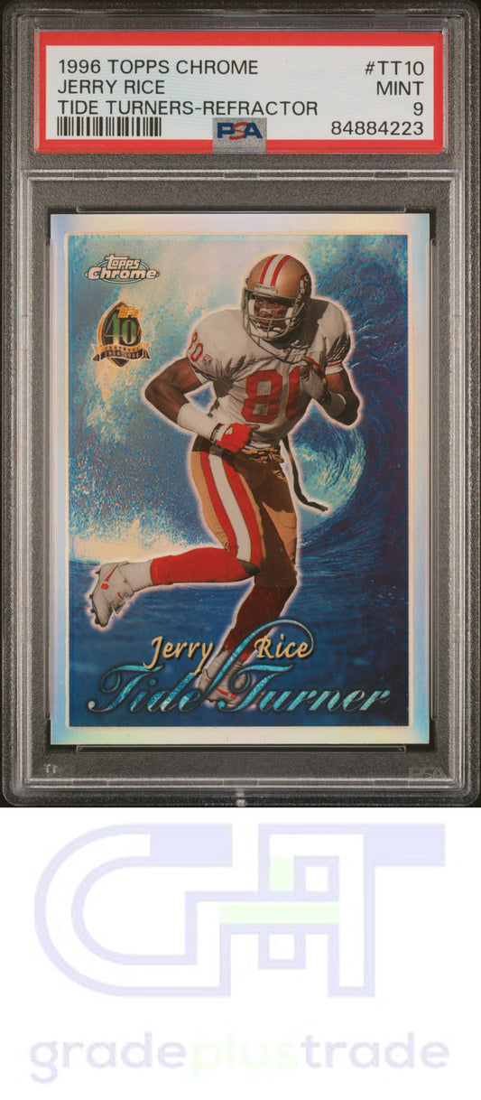 1996 Topps Chrome Tide Turners #TT10 Refractor Jerry Rice PSA 9