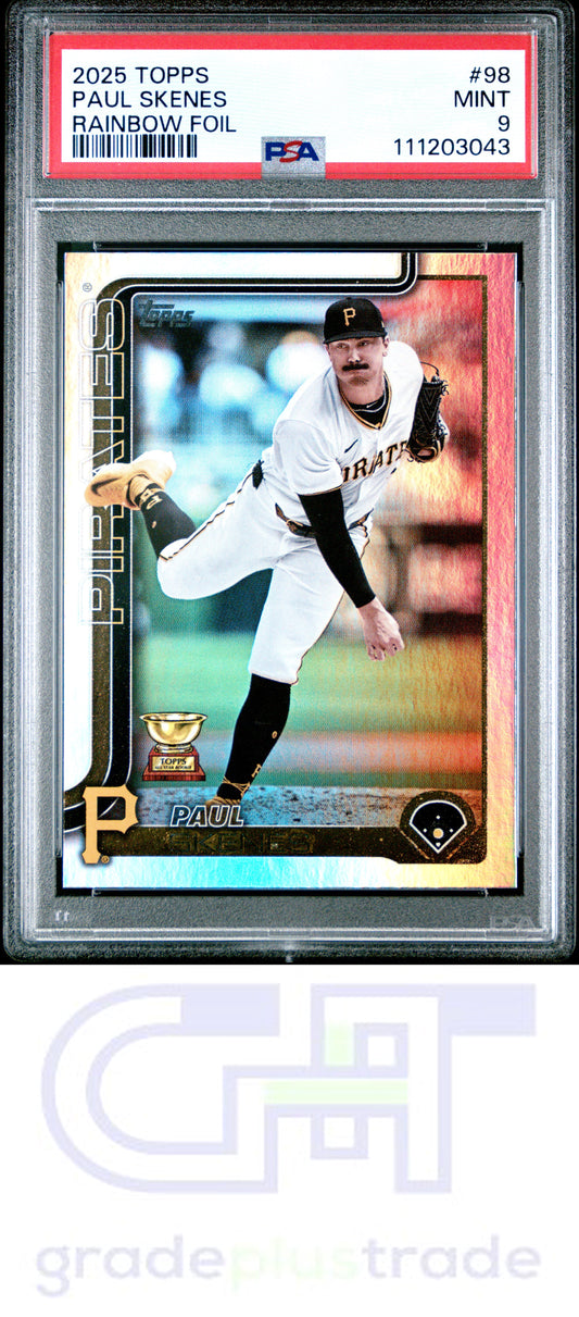 2025 Topps #98 Rainbow Foil Paul Skenes PSA 9