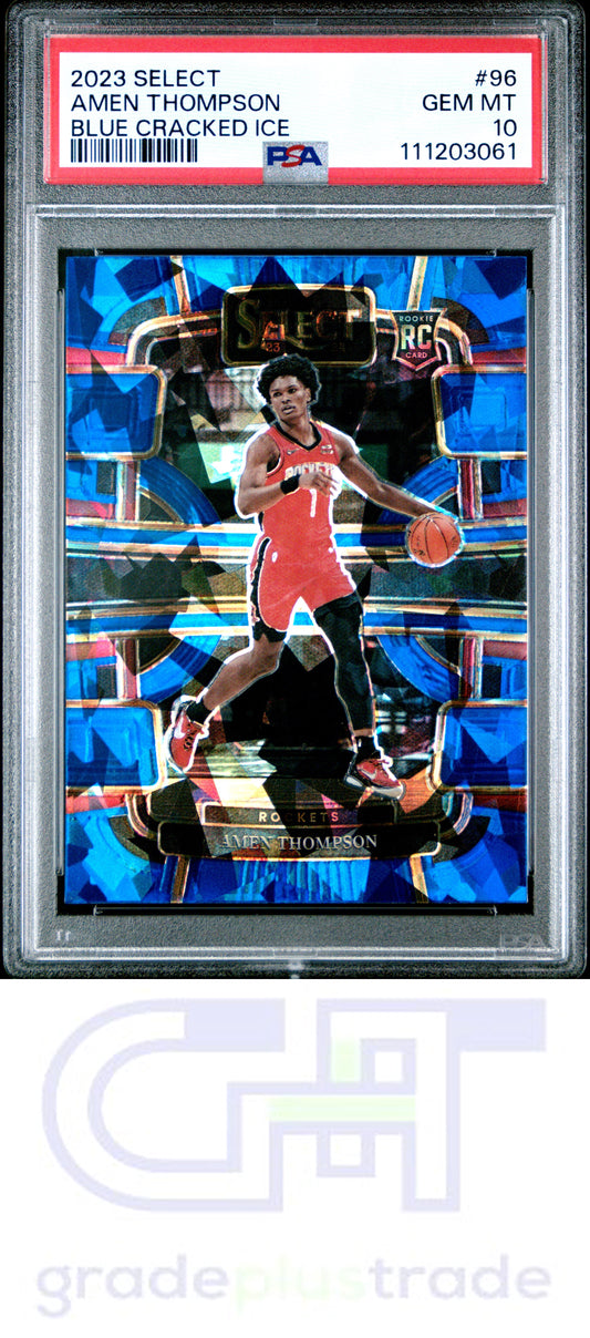 2023 Panini Select #96 Blue Cracked Ice Amen Thompson RC PSA 10