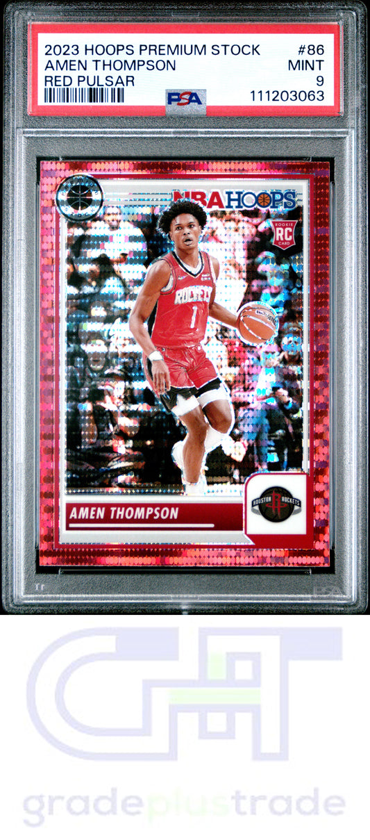2023 Panini Hoops Premium Stock #86 Red Pulsar Amen Thompson RC PSA 9