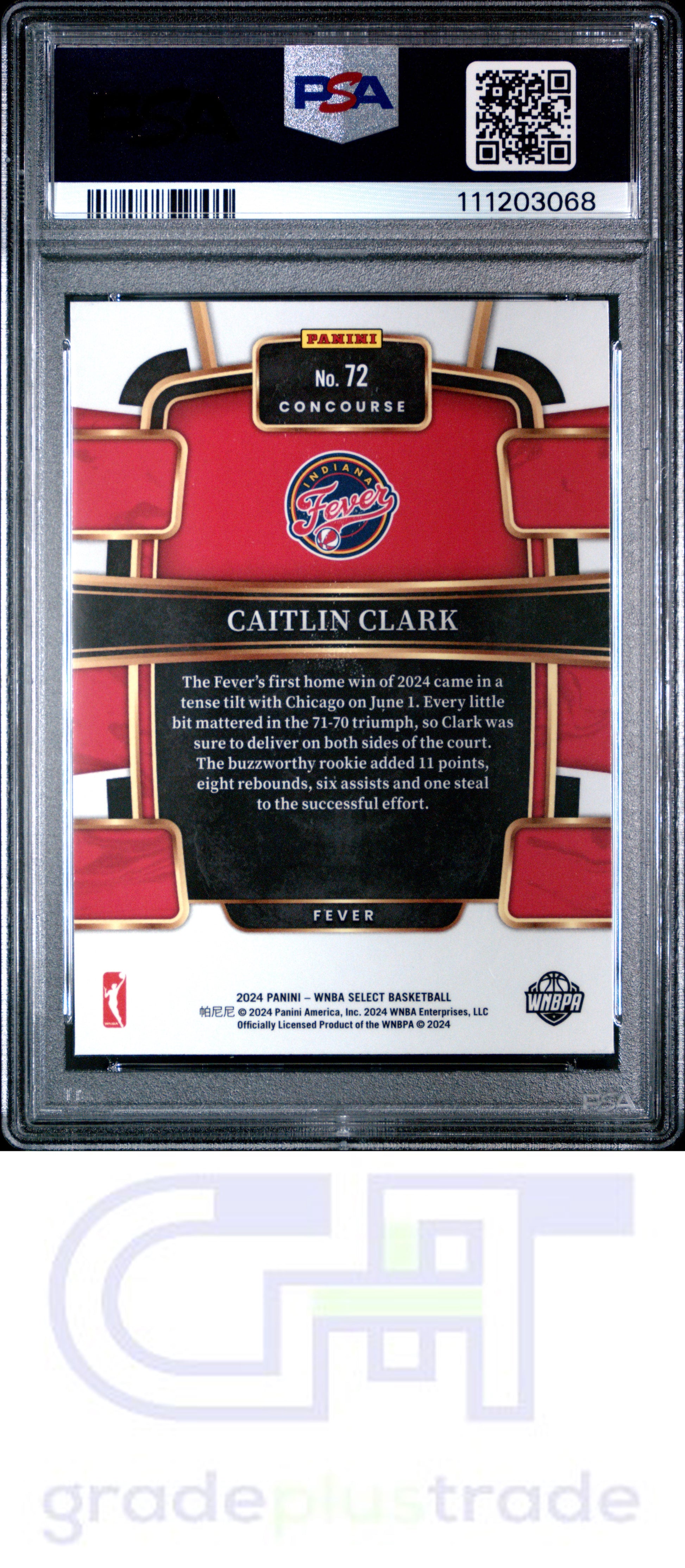 2024 Panini Select Wnba #72 Caitlin Clark RC PSA 10