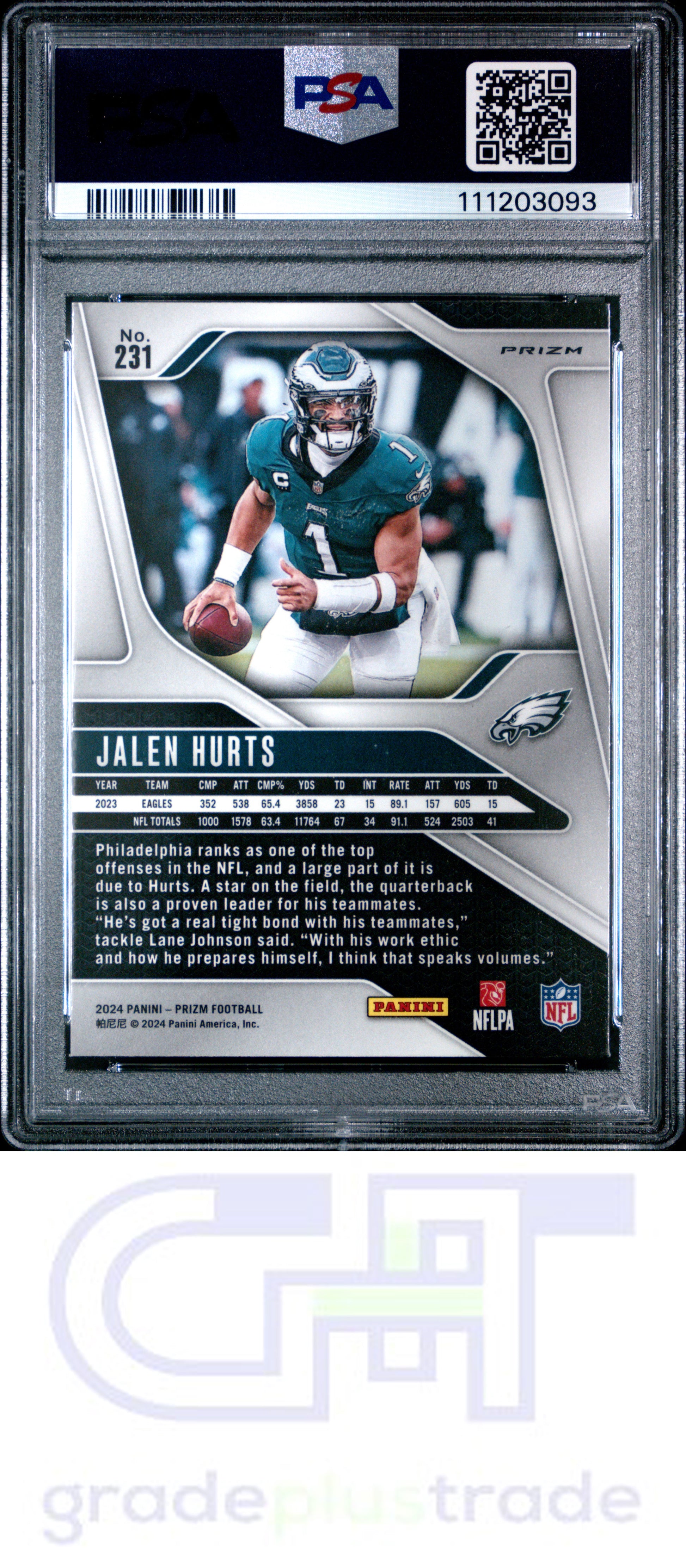 2024 Panini Prizm #231 Green Prizm Jalen Hurts PSA 10