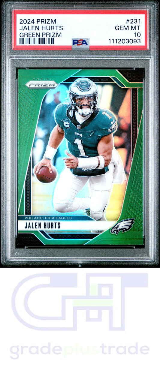 2024 Panini Prizm #231 Green Prizm Jalen Hurts PSA 10