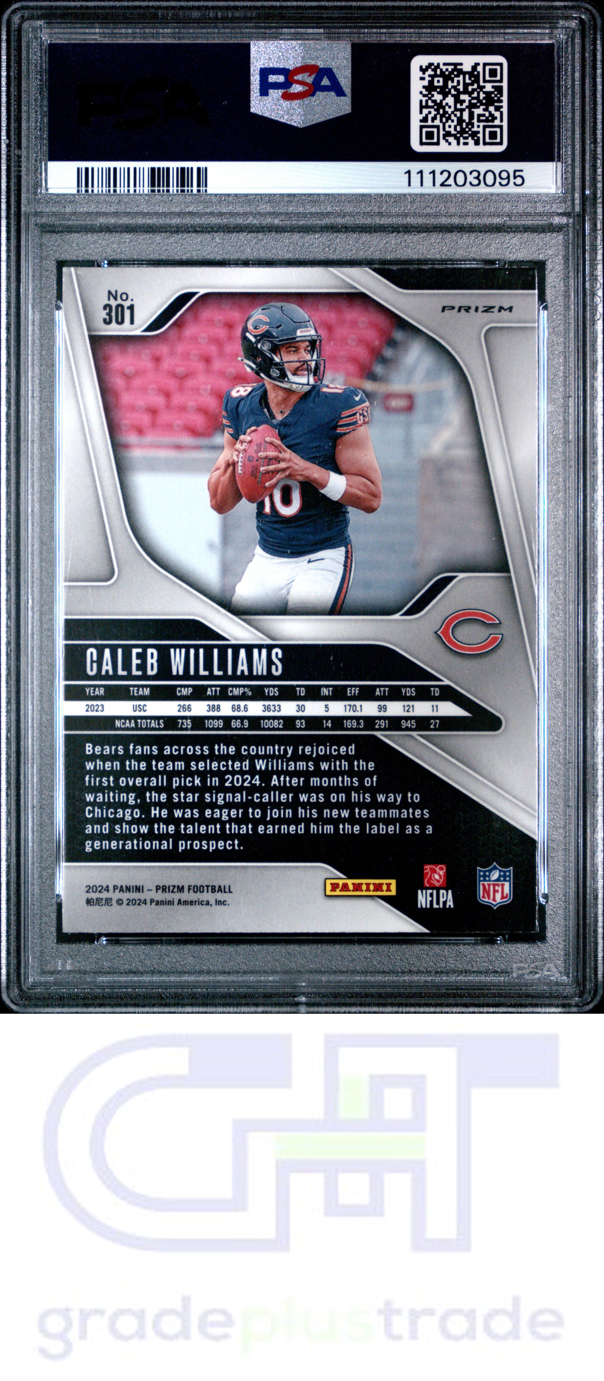 2024 Panini Prizm #301 Disco Prizm Caleb Williams RC PSA 8