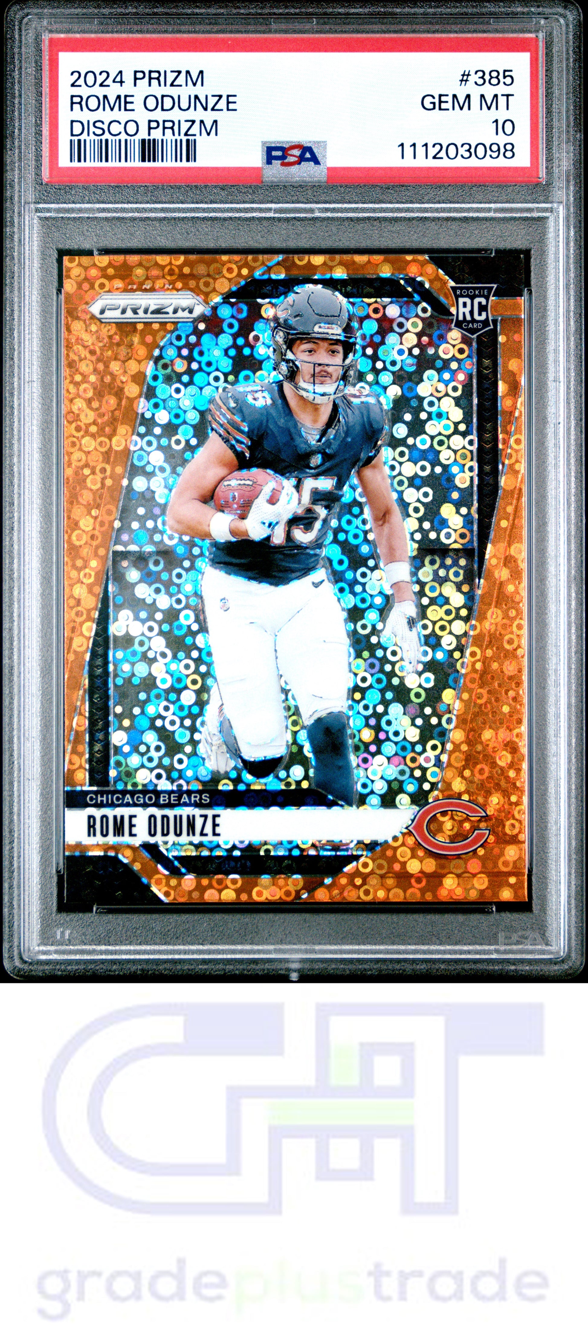 2024 Panini Prizm #385 Disco Prizm Rome Odunze RC PSA 10