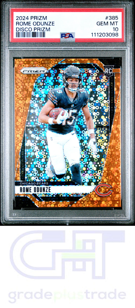 2024 Panini Prizm #385 Disco Prizm Rome Odunze RC PSA 10