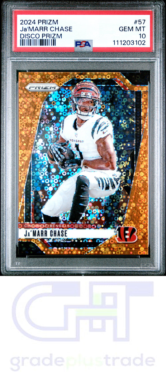 2024 Panini Prizm #57 Disco Prizm Ja'Marr Chase PSA 10