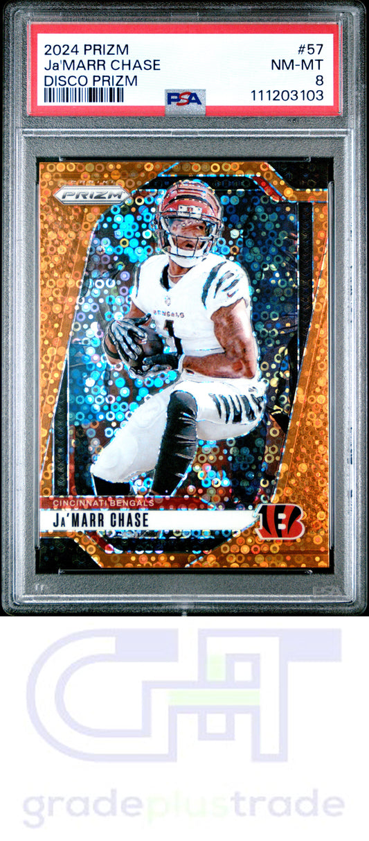2024 Panini Prizm #57 Disco Prizm Ja'Marr Chase PSA 8