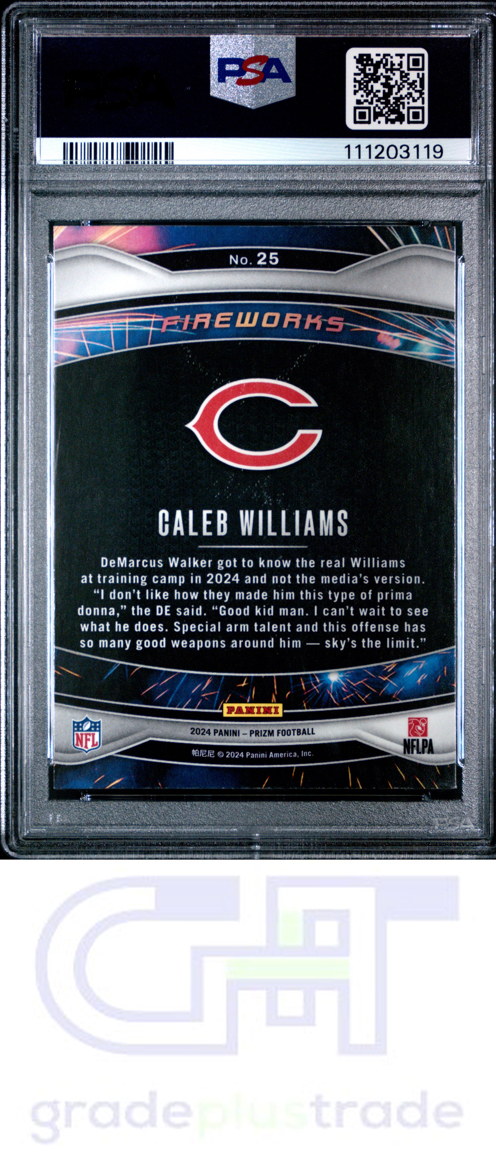 2024 Panini Prizm Fireworks #25 Caleb Williams RC PSA 9