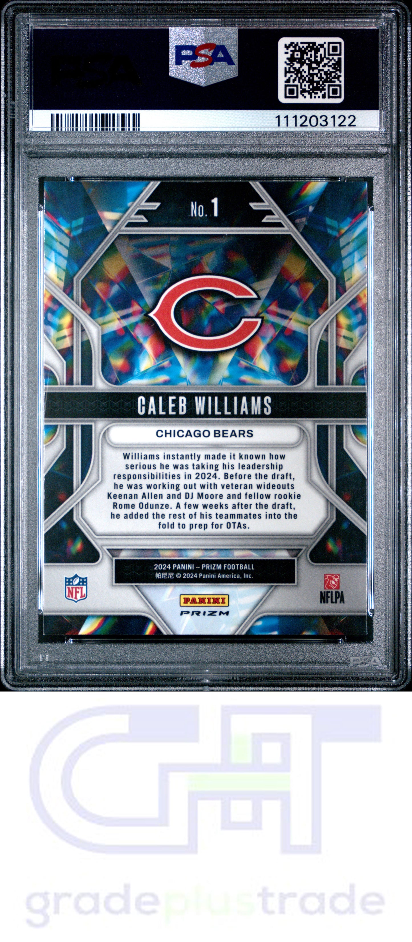 2024 Panini Prizm Prizmatic #1 Green Prizm Caleb Williams RC PSA 9