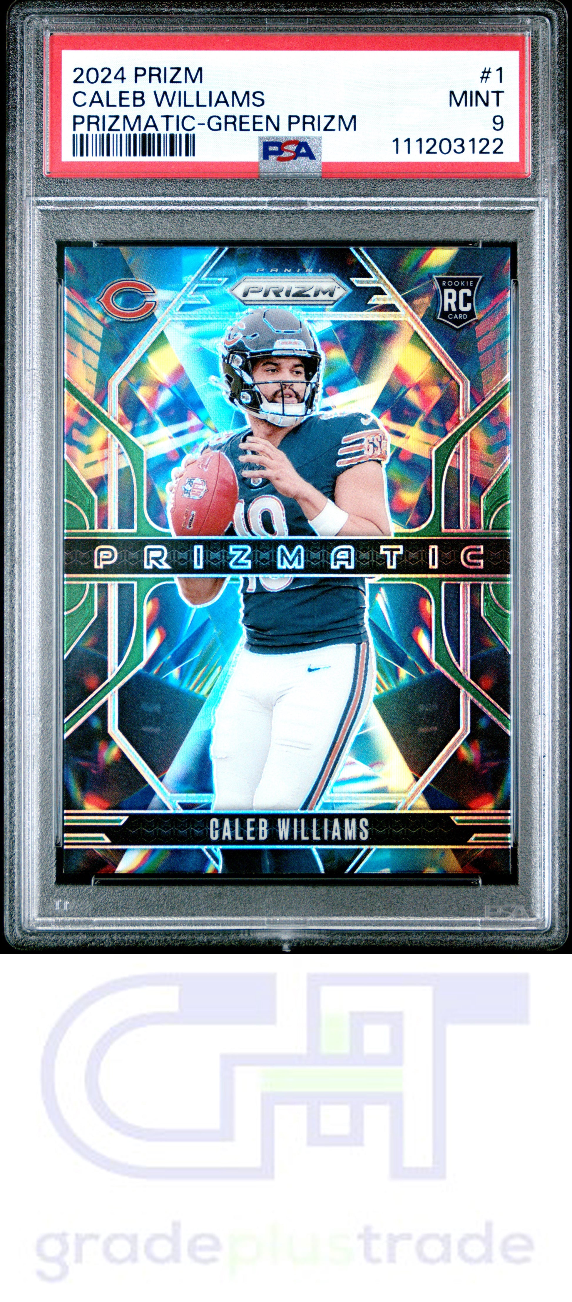 2024 Panini Prizm Prizmatic #1 Green Prizm Caleb Williams RC PSA 9